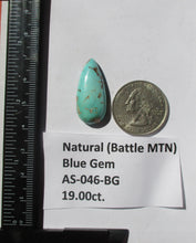 Load image into Gallery viewer, 19.0 ct (29x13x6.6 mm)  Natural Blue Gem (Battle MTN) Turquoise Cabochon Gemstone, AS 046