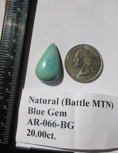 20.0 ct (25.5x15.5x8 mm)  Natural Blue Gem (Battle MTN) Turquoise Cabochon Gemstone, AR 066