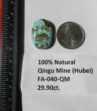 Load image into Gallery viewer, 29.9 ct. (33x18x6.5 mm) 100% Natural Web Qingu Mine (Hubei) Turquoise Cabochon, Gemstone, # FA 040