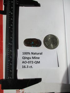 16.3 ct. (23x13x5 mm)  100% Natural Web Qingu Mine (Hubei) Turquoise Cabochon,Gemstone, AO 072