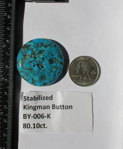 80.1 ct. (38 round x 7.5 mm) Stabilized Kingman Turquoise Button  Cabochon Gemstone, BY 006