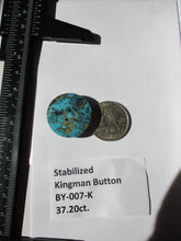Load image into Gallery viewer, 37.2 ct. (25.5 round x 7 mm) Stabilized Kingman Turquoise Button  Cabochon Gemstone, BY 007