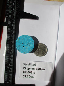 71.3 ct. (32 round x 9 mm) Stabilized Kingman Turquoise Button  Cabochon Gemstone, BY 009