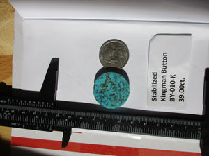 39.0 ct. (28 round x 6.5 mm) Stabilized Kingman Turquoise Button  Cabochon Gemstone, BY 010