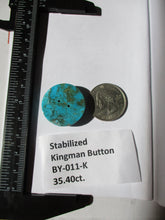 Load image into Gallery viewer, 35.4 ct. (26 round x 7.5 mm) Stabilized Kingman Turquoise Button  Cabochon Gemstone, BY 011