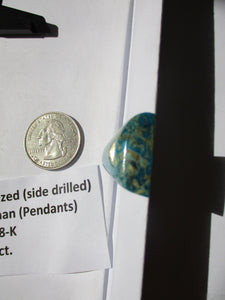 46.3 ct. (31x21x9 mm) Stabilized Kingman Turquoise Side Drilled Pendent Gemstone, FC 058