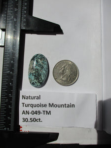 30.5 ct. (31x18x6.5 mm) Natural Turquoise Mountain Turquoise Cabochon, Gemstone AN 049