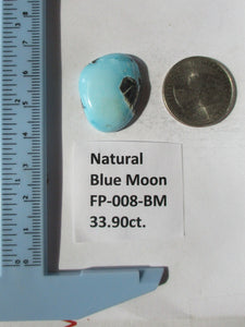 33.9 ct. (27x21x7 mm) 100% Natural Blue Moon Turquoise Cabochon Gemstone, # FP 008