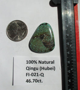 46.7 ct. (33x27x6 mm)  100% Natural Qingu Mine (Hubei) Turquoise Gemstone, FI 021