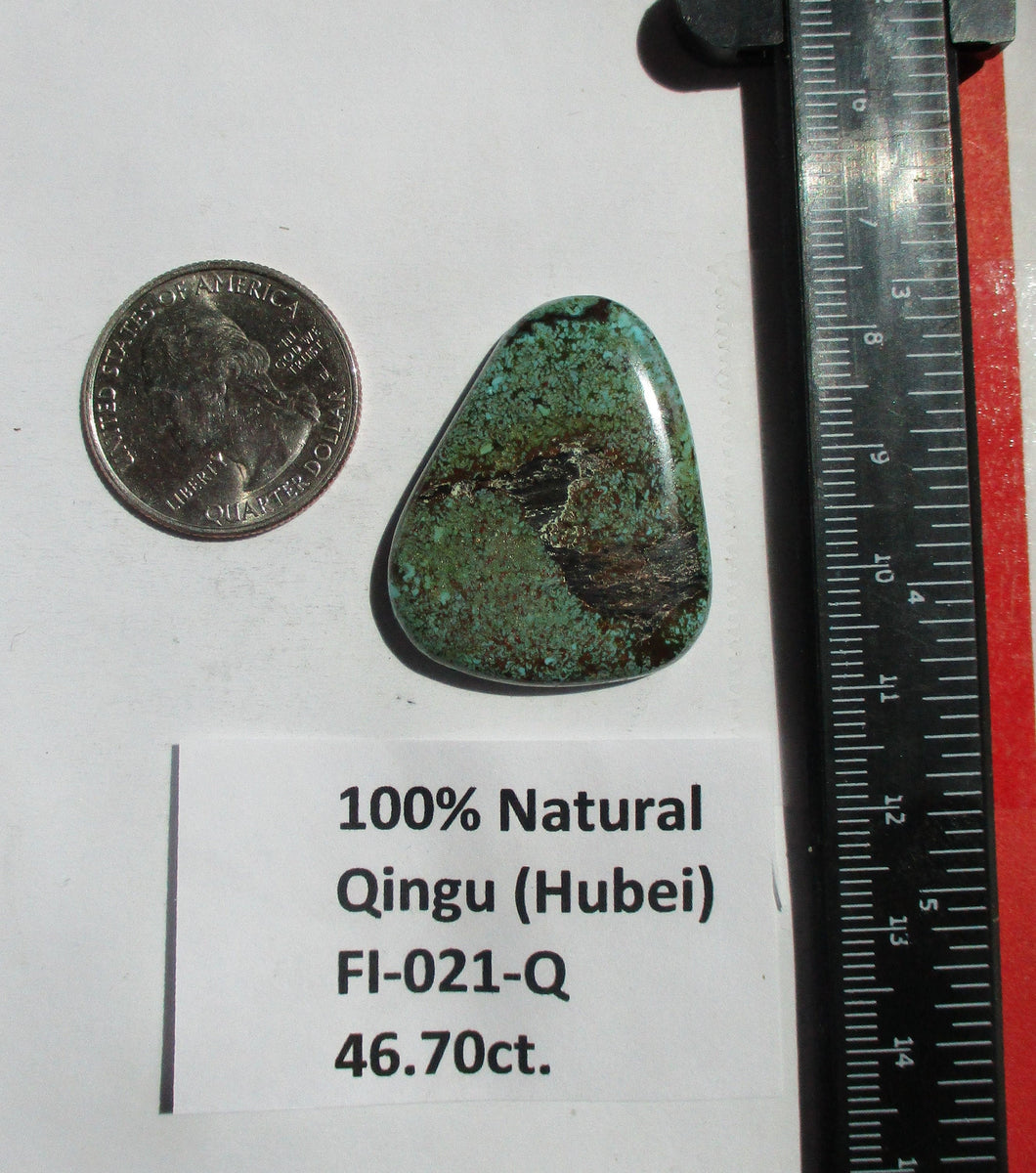 46.7 ct. (33x27x6 mm)  100% Natural Qingu Mine (Hubei) Turquoise Gemstone, FI 021