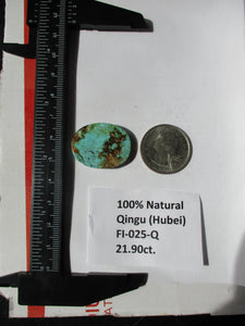 21.9 ct. (28x22x4 mm)  100% Natural Qingu Mine (Hubei) Turquoise Cabochon,Gemstone, FI 025