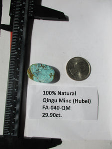 29.9 ct. (33x18x6.5 mm) 100% Natural Web Qingu Mine (Hubei) Turquoise Cabochon, Gemstone, # FA 040