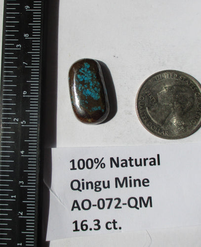 16.3 ct. (23x13x5 mm)  100% Natural Web Qingu Mine (Hubei) Turquoise Cabochon,Gemstone, AO 072