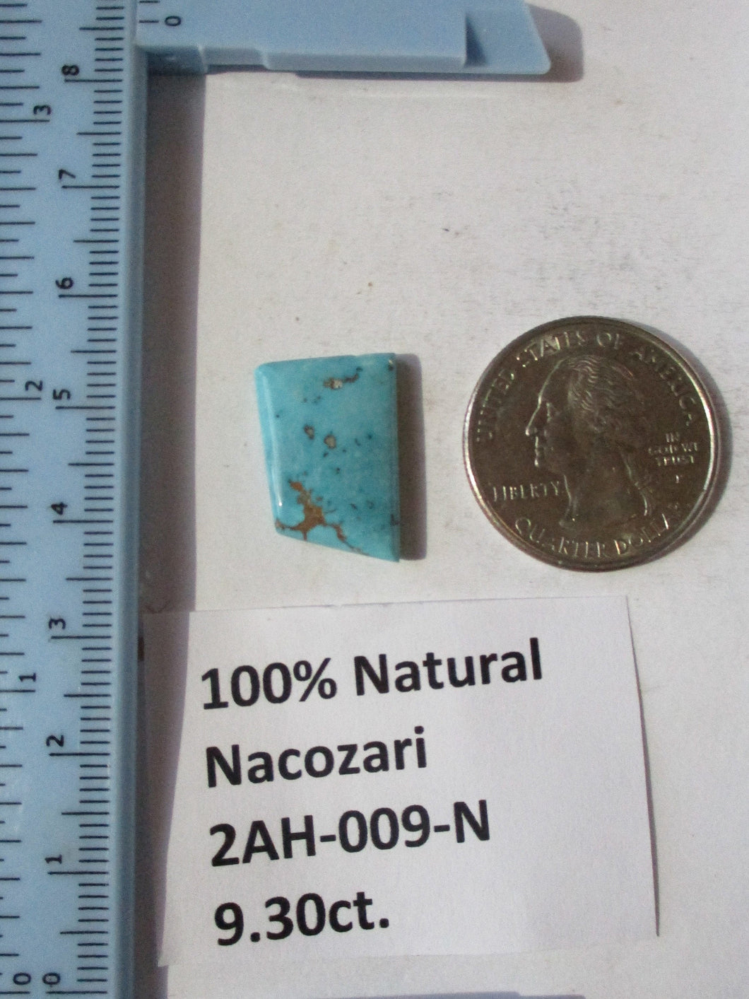 9.3ct. ct. (20x13x3.5 mm) 100% Natural Nacozari (Naco) Turquoise Cabochon Gemstone, # 2AH 009 s