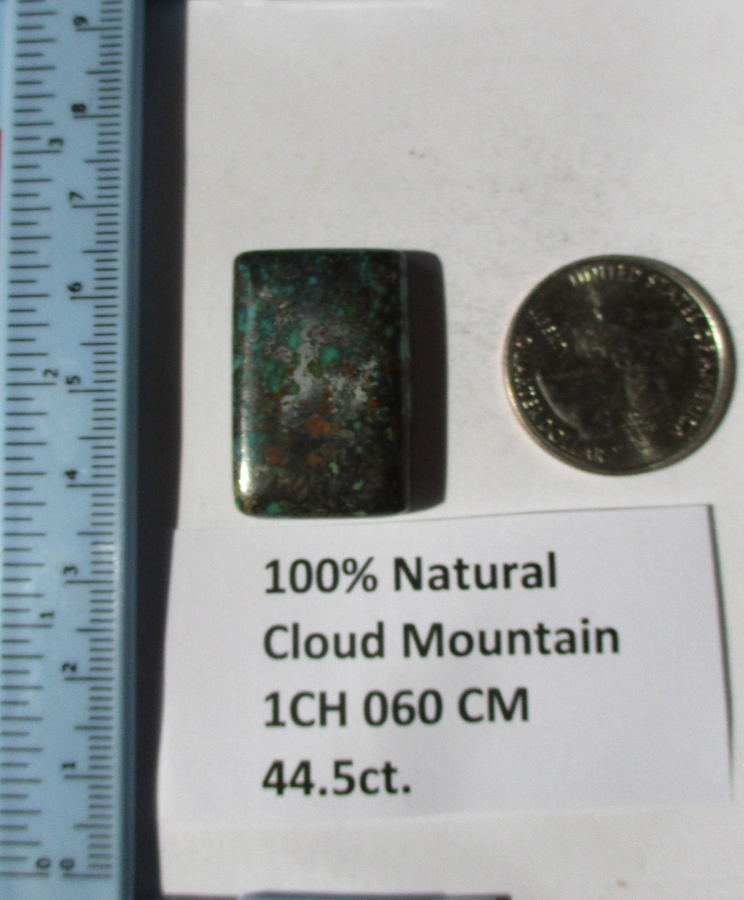 44.5 ct. (29.5x19.5x6 mm) 100% Natural  Cloud Mountain Turquoise  Cabochon, Gemstone, # 1CH 060