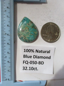 32.1 ct. (30x24x6 mm) Natural Blue Diamond Turquoise, Cabochon Gemstone, # FQ 050