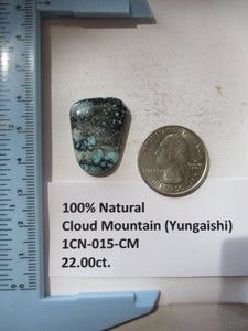 22.0 ct. (26x19.5x4.5  mm) 100% Natural Cloud Mountain (Yungaishi) Turquoise Cabochon Gemstone, 1CN 015