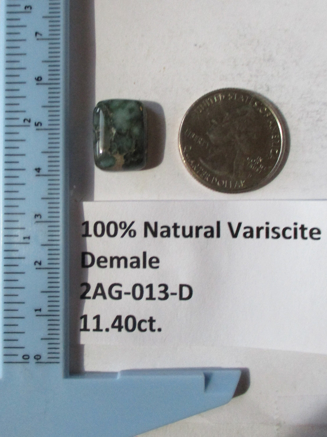11.4 ct. (16x12x6 mm) 100% Natural Damele Variscite Cabochon Gemstone, # 2AG 013 S