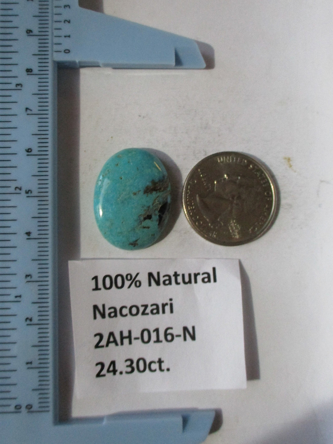 24.3ct. ct. (26x20x6 mm) 100% Natural Nacozari (Naco) Turquoise Cabochon Gemstone, # 2AH 016 s