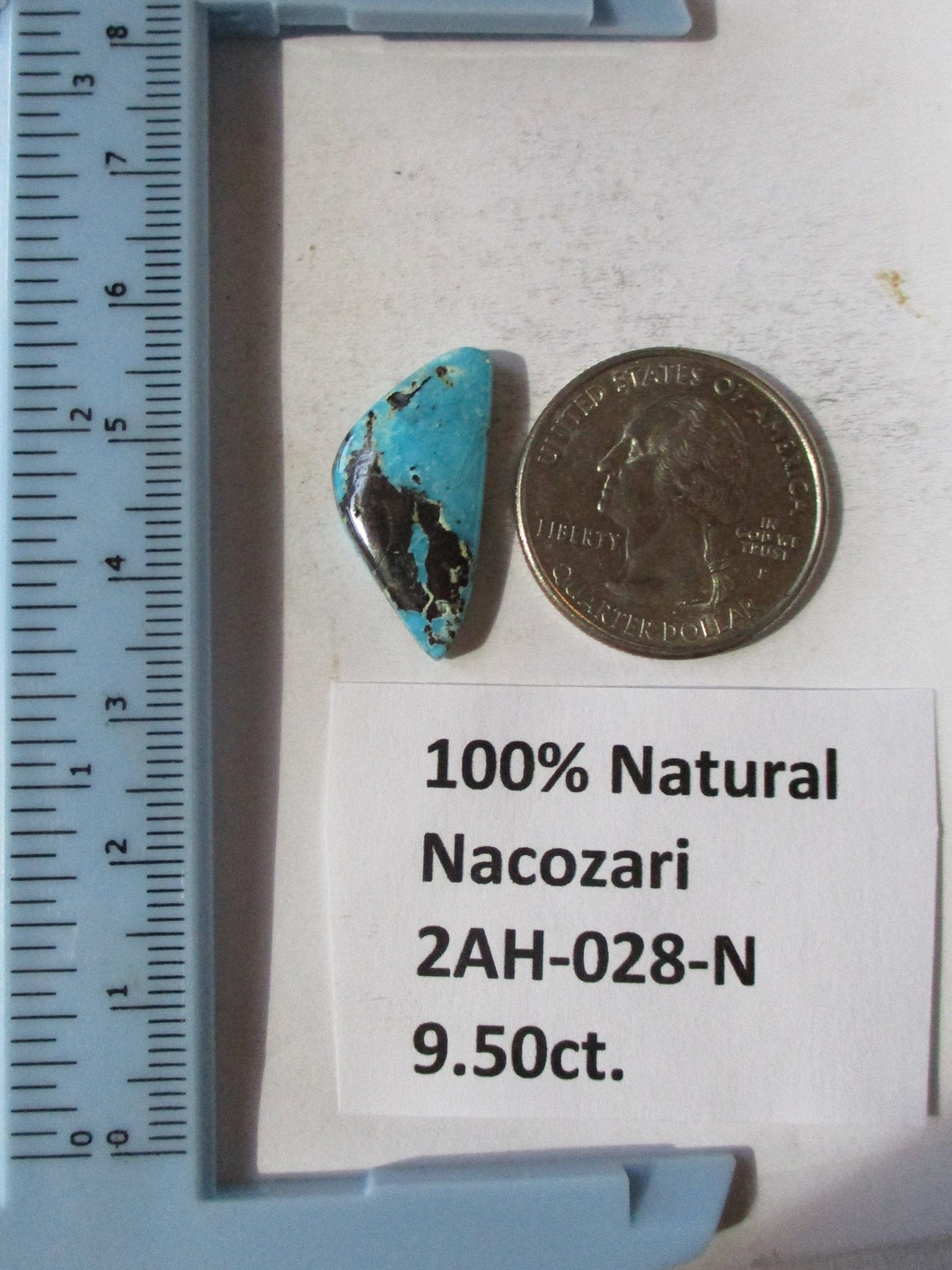9.5 ct. (24x12x4 mm) 100% Natural Nacozari (Naco) Turquoise Cabochon Gemstone, # 2AH 028 s