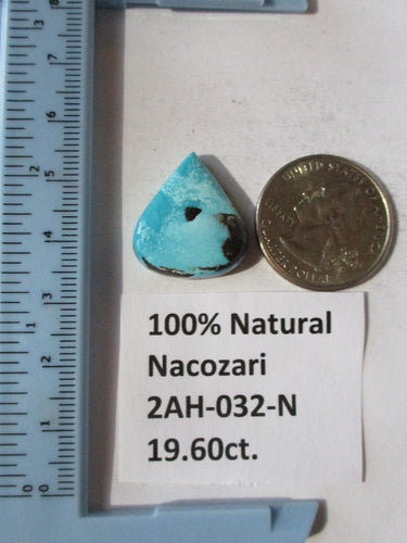 19.6 ct. (22x19x6 mm) 100% Natural Nacozari (Naco) Turquoise Cabochon Gemstone, # 2AH 032 s