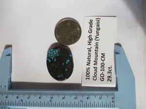 29.3 ct. (30x23x4 mm) 100% Natural High Grade Web Cloud Mountain (Yungaishi) Turquoise Cabochon Gemstone, GO 100