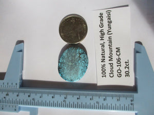 30.2 ct. (28.5x24x5 mm) 100% Natural High Grade Web Cloud Mountain (Yungaishi) Turquoise Cabochon Gemstone, GO 106