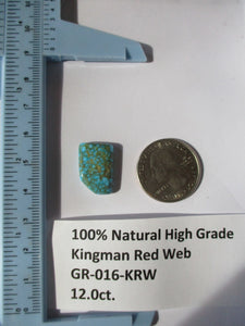 12.0 ct. (19x12.5x5 mm) 100% Natural High Grade Kingman Red Web Turquoise Cabochon Gemstone, GR 016