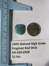 Load image into Gallery viewer, 15.9 ct. (18x15x6.5 mm) 100% Natural High Grade Kingman Red Web Polychrome Turquoise Cabochon Gemstone, GR 020
