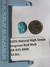 Load image into Gallery viewer, 10.8 ct. (20x13x4.5 mm) 100% Natural High Grade Kingman Red Web Turquoise Cabochon Gemstone, GR 025
