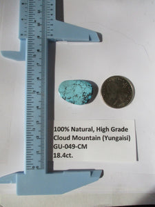 18.4 ct. (24.5x17x5 mm) 100% Natural High Grade Web Cloud Mountain (Yungaishi) Turquoise Cabochon Gemstone, GU 049