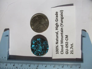 23.7 ct. (22 round x 5 mm) 100% Natural High Grade Web Cloud Mountain (Yungaishi) Turquoise Cabochon Gemstone, GU 092