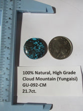 Load image into Gallery viewer, 23.7 ct. (22 round x 5 mm) 100% Natural High Grade Web Cloud Mountain (Yungaishi) Turquoise Cabochon Gemstone, GU 092
