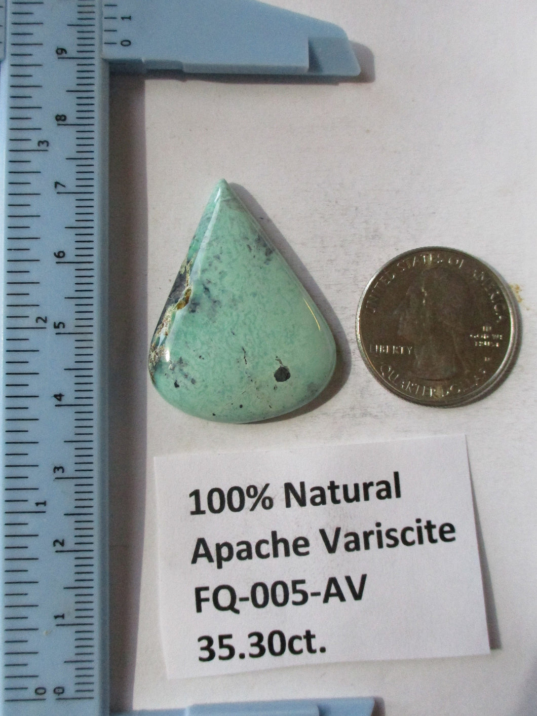 35.3 ct. (36.5x28x6 mm) 100% Natural Apache Variscite Cabochon, Gemstone, # FQ 005