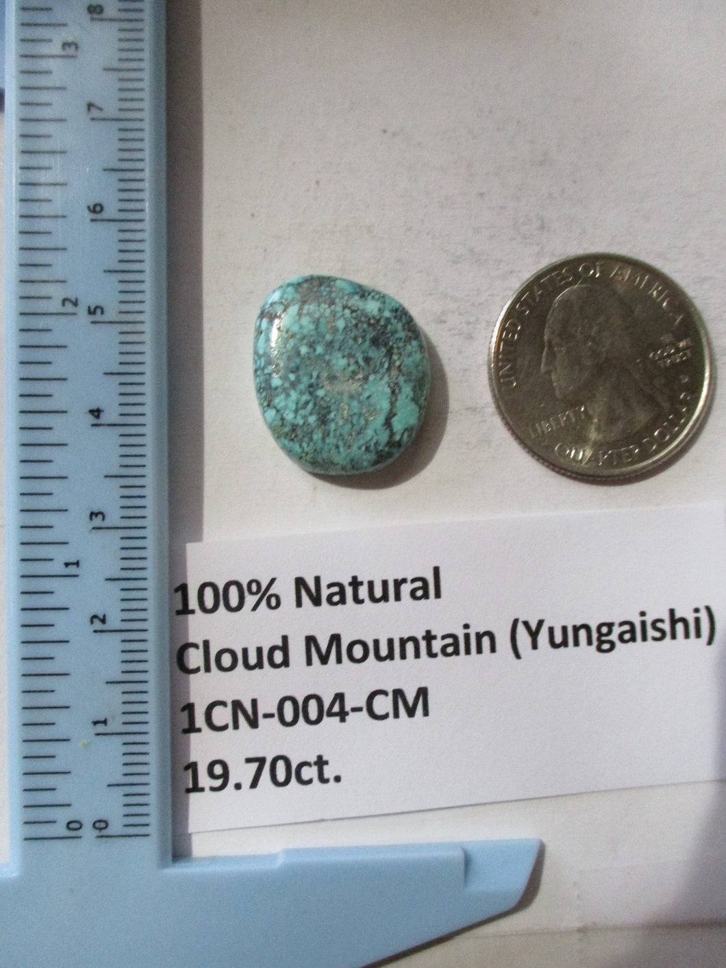 19.7 ct. (22x19x5  mm) 100% Natural Cloud Mountain (Yungaishi) Turquoise Cabochon Gemstone, 1CN 004