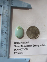 Load image into Gallery viewer, 17.5 ct. (21.5x15x7  mm) 100% Natural Cloud Mountain (Yungaishi) Turquoise Cabochon Gemstone, 1CN 007