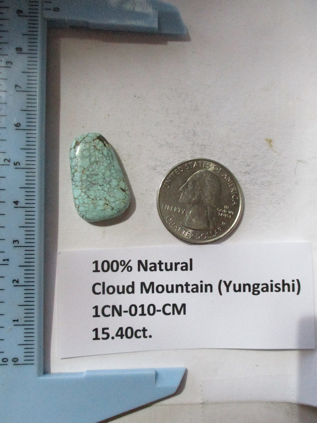 15.4 ct. (24x15x5  mm) 100% Natural Cloud Mountain (Yungaishi) Turquoise Cabochon Gemstone, 1CN 010
