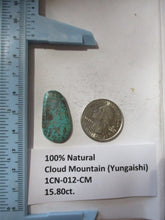 Load image into Gallery viewer, 15.8 ct. (29x16x4  mm) 100% Natural Cloud Mountain (Yungaishi) Turquoise Cabochon Gemstone, 1CN 012