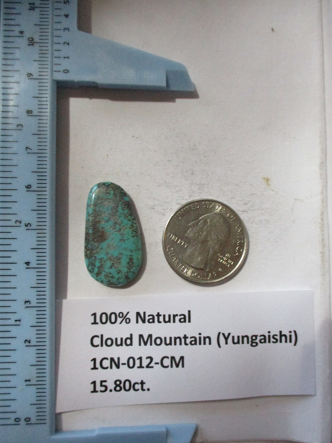 15.8 ct. (29x16x4  mm) 100% Natural Cloud Mountain (Yungaishi) Turquoise Cabochon Gemstone, 1CN 012