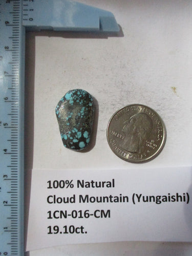 19.1 ct. (25x16x6  mm) 100% Natural Cloud Mountain (Yungaishi) Turquoise Cabochon Gemstone, 1CN 016