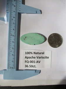 36.5 ct. (39x19x6 mm) 100% Natural Apache Variscite Cabochon, Gemstone, # FQ 001