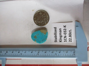 22.8 ct. (25x19.5x5.5 mm) Stabilized Kingman Turquoise, Cabochon Gemstone, 1CN 032