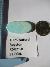 Load image into Gallery viewer, 32.6 ct. (37x19x6 mm) 100% Natural Royston Turquoise Cabochon Gemstone, # FZ 021