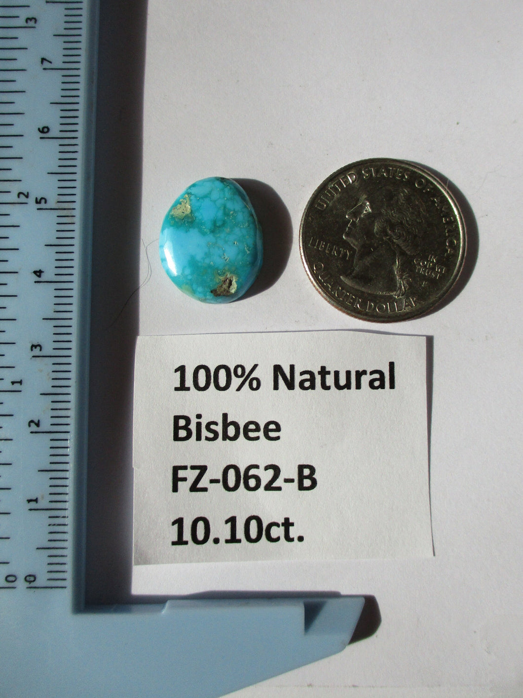 10.1 ct. (18x15x4 mm) 100% Natural Bisbee Turquoise, Cabochon Gemstones, # FZ 062