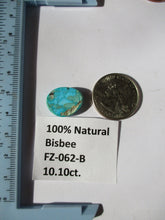 Load image into Gallery viewer, 10.1 ct. (18x15x4 mm) 100% Natural Bisbee Turquoise, Cabochon Gemstones, # FZ 062