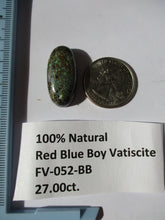 Load image into Gallery viewer, 27.0 ct. (27x14x8 mm) 100% Natural Red Blue Boy Variscite, Cabochon Gemstone, FV 052