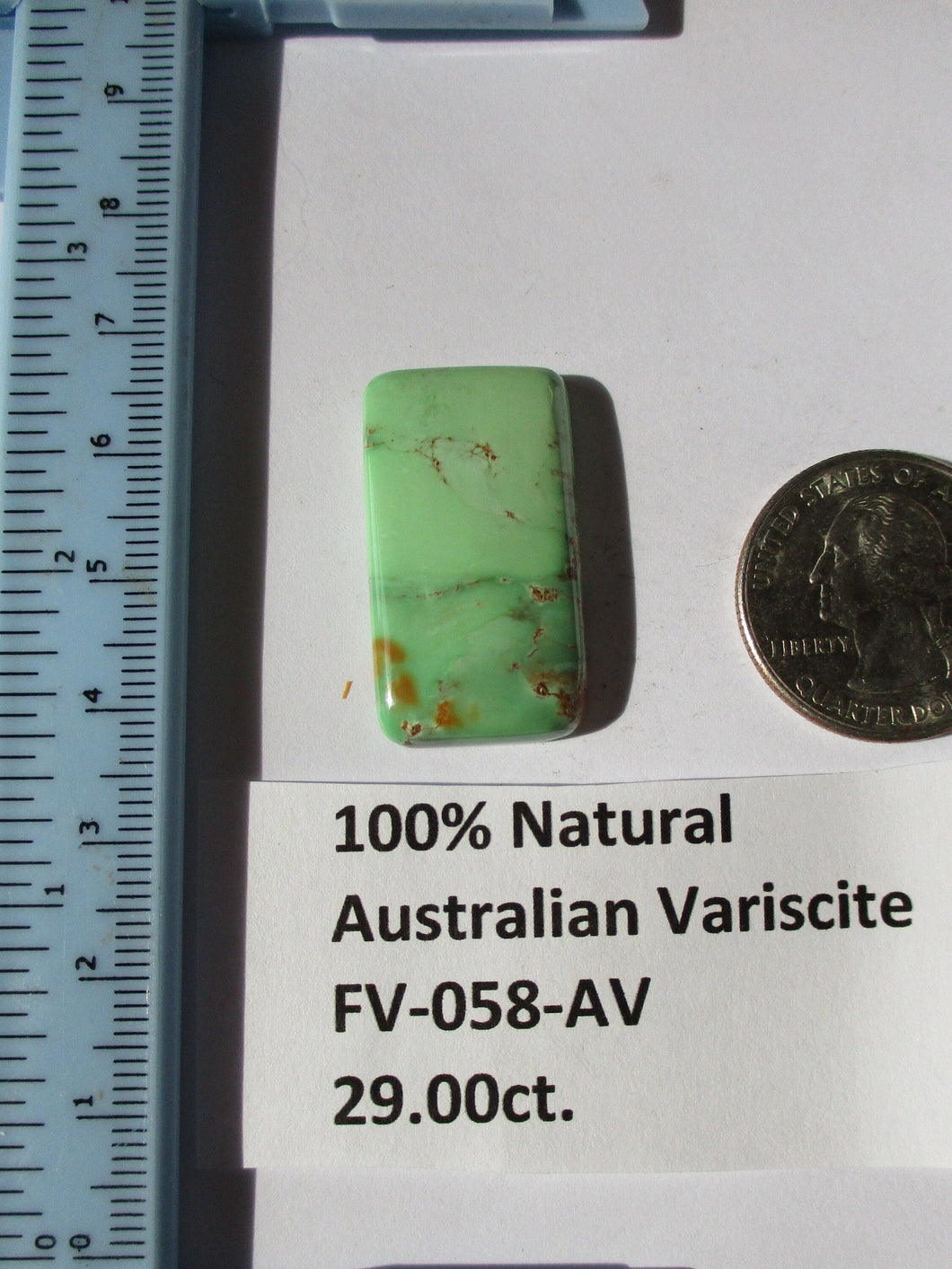 29.0 ct. (31x17x5 mm) 100% Natural Australian (Woodlands Station) Variscite, Cabochon Gemstone, FV 058