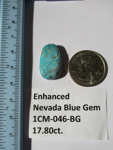 17.8 ct ( 23x15x5.5 mm) Enhanced Nevada Blue Gem Turquoise, Cabochon Gemstone, # 1CM 046 s