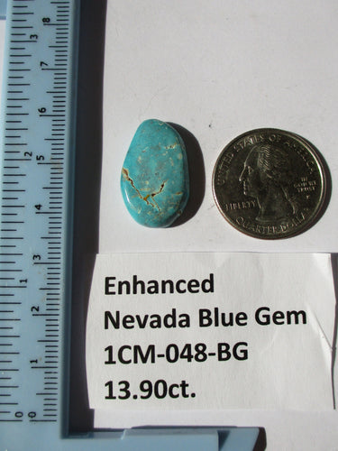 13.9 ct (23x14x4.5 mm) Enhanced Nevada Blue Gem Turquoise, Cabochon Gemstone, # 1CM 048 s
