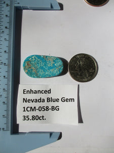 35.8 ct (32x18x6 mm) Enhanced Nevada Blue Gem Turquoise, Cabochon Gemstone, # 1CM 058 s